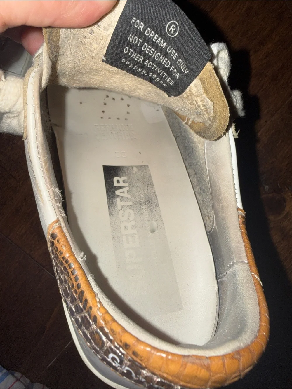 Golden goose size 35 Women's Super-Star with gold sparkle foxing $640